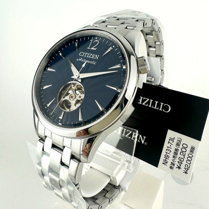 Citizen Collection mechanical automatic watch NH9131-73L with navy dial and silver stainless steel case