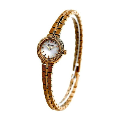 Citizen Kii EG2984-59A women's watch with silver dial and pink gold stainless steel round metal band