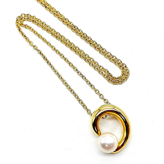 Tasaki necklace with gold coated SILVER 925 featuring an Akoya pearl on a 41cm chain with extender