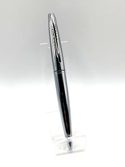 Law Kuro Ballpoint Pen Karei Pure Chrome with slim 127mm silver barrel on white background