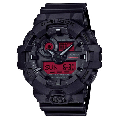 Casio G-Shock GA-700BBR-1AJF black resin watch with shock resistance and 20 ATM water resistance