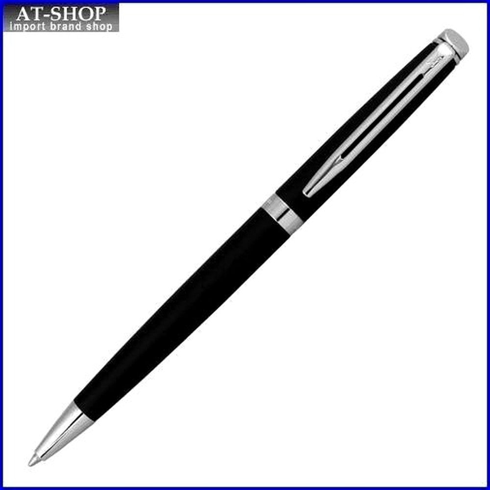 Waterman Metropolitan Essential Matte Black ballpoint pen angled showing matte finish and clip