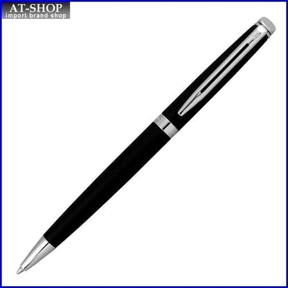 Waterman Metropolitan Essential Matte Black ballpoint pen angled showing matte finish and clip