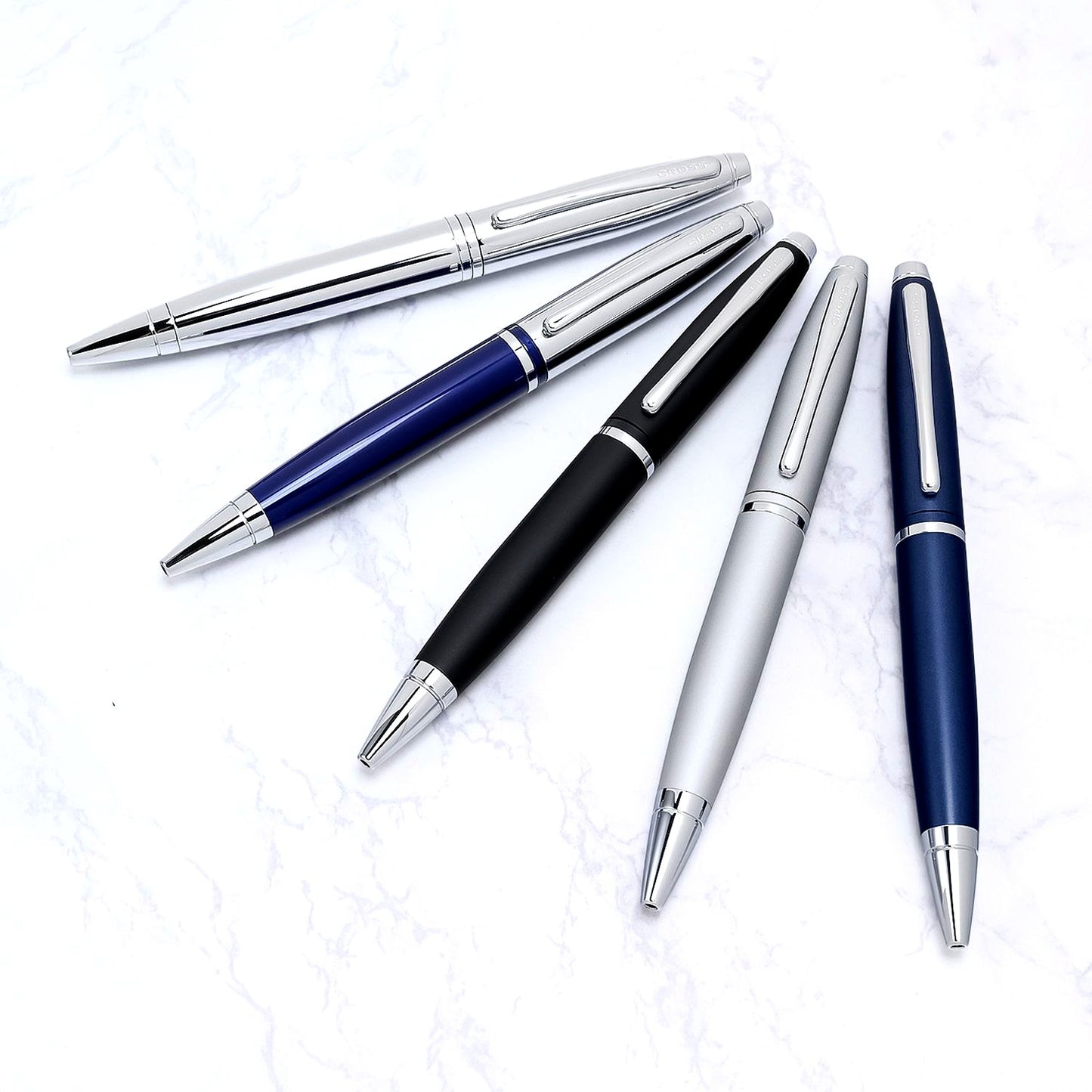 Calais Silver Cross Ballpoint Pen model AT0112JP shown in silver with original box