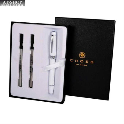 Cross Bailey Light white ballpoint pen with gift box and refill set, sleek design, 136-153mm length