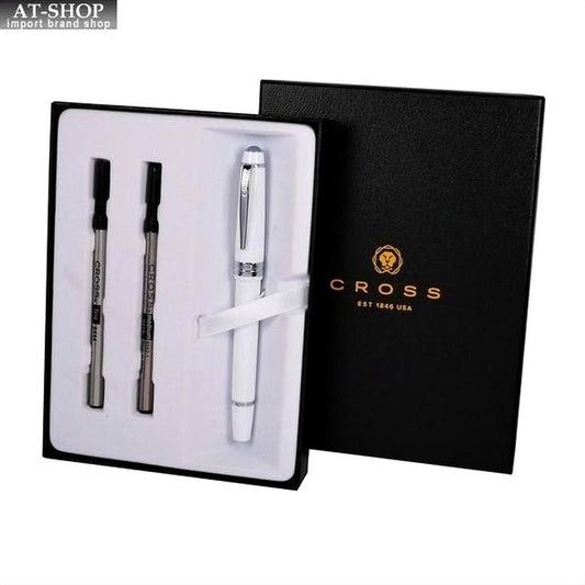 Cross Bailey Light white ballpoint pen with gift box and refill set, sleek design, 136-153mm length