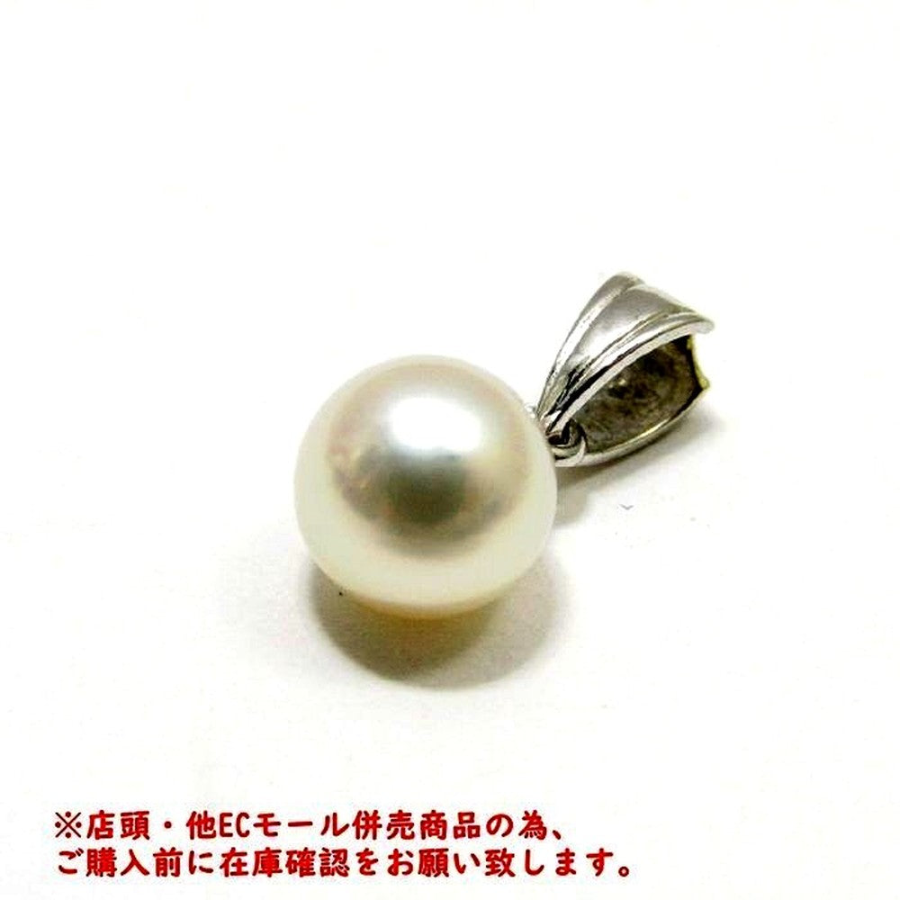 Tasaki Pearl Pendant Top with 6.96mm round pearl and small silver vatican mount