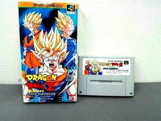 Super Famicom Dragon Ball Z Hyper Dimension game cartridge with damaged box