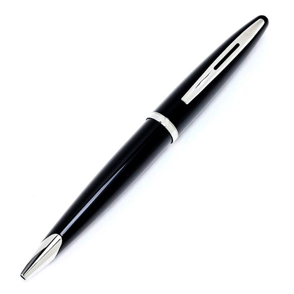 Waterman Carene Black Sea ballpoint pen with silver refill displayed on a white background