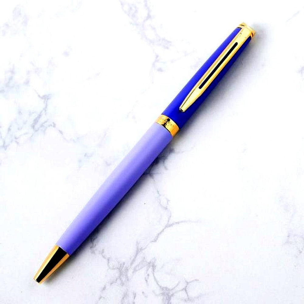 Waterman Metropolitan Essential Purple GT 0.7mm ballpoint pen with purple brass lacquer body and gold-plated trim