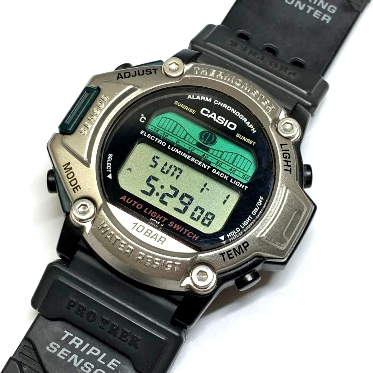 Used Casio PRT-11 battery-powered watch with authentic Japanese origin, shown without box or papers
