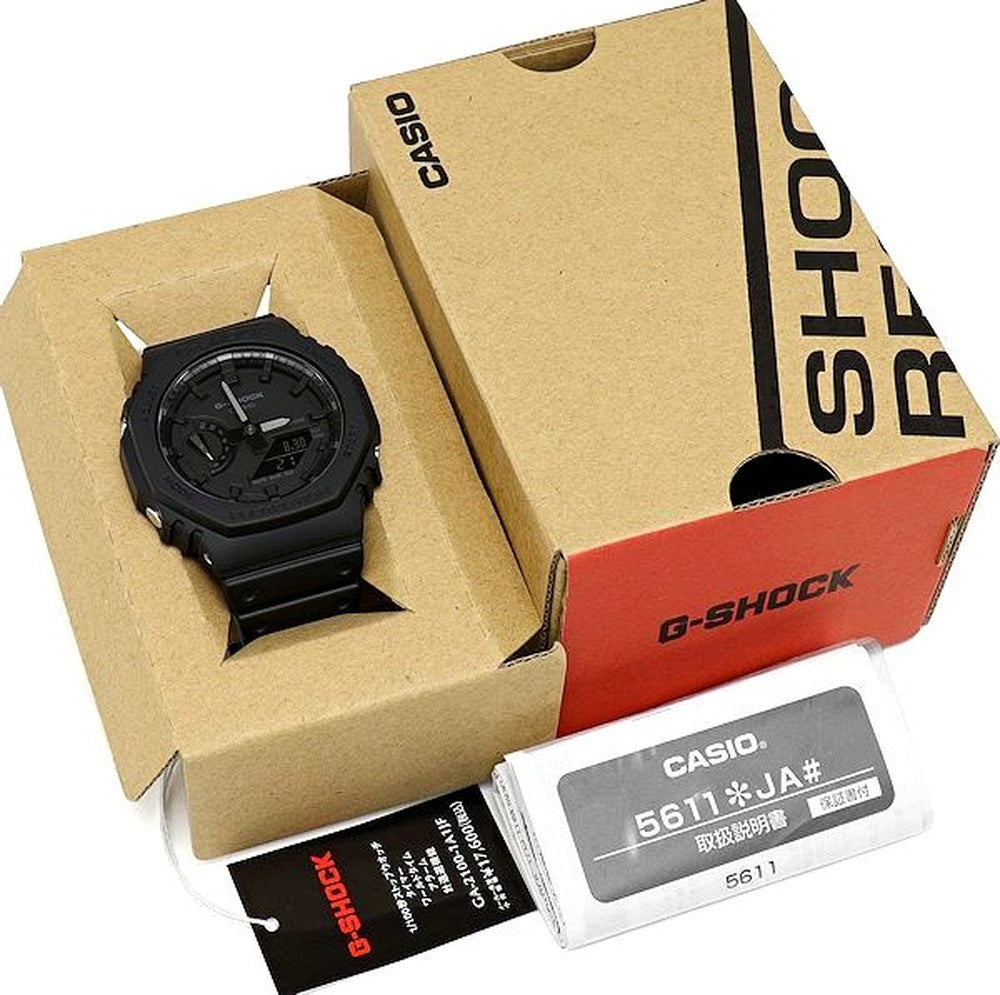 Casio G-Shock 2100 Series GA-2100-1A1JF men's black dial watch with carbon resin case