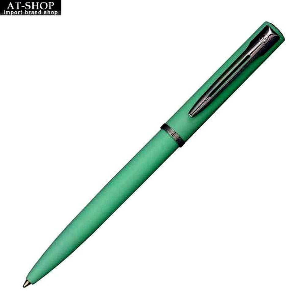 WATERMAN Allure Pastel Green ball pen with chrome trim, 137mm length, shown against white background