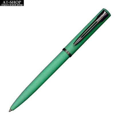 WATERMAN Allure Pastel Green ball pen with chrome trim, 137mm length, shown against white background