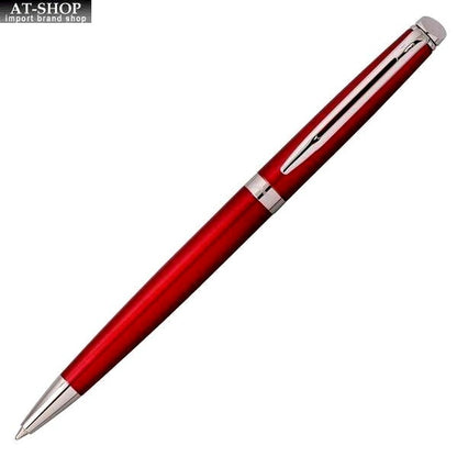 WATERMAN Metropolitan Essential Rouge CT Ballpoint Pen in red with chrome trim, 135mm length, 9mm diameter