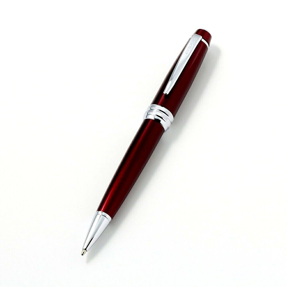 Cross Bailey ballpoint pen model AT0452-8 in red and silver metal with twist mechanism
