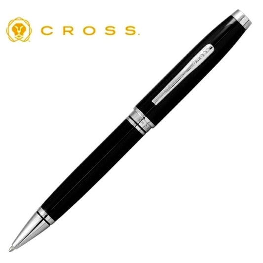 CROSS Bailey AT0452-7 black ballpoint pen with brass barrel, chrome accents, and lacquer finish