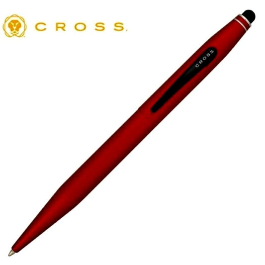 CROSS CrossTech 2 AT0652-8 metallic red ballpoint pen with stylus featuring brass barrel and stainless steel clip