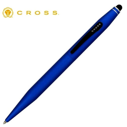 CROSS Cross Tech 2 AT0652-6 metallic blue ballpoint pen stylus with brass barrel and silicone rubber cap top