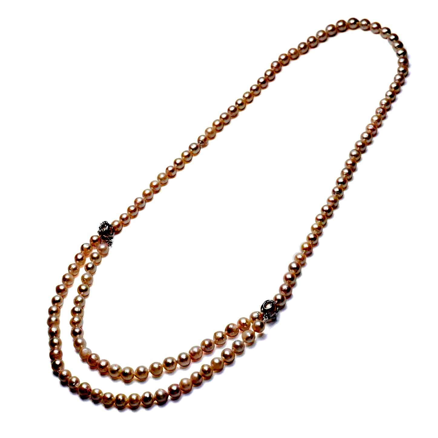 Akoya pearl 6-6.5mm baroque multiway long necklace with silver clasp measuring 80cm