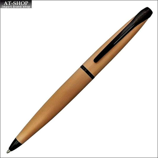 Cross ATX ballpoint pen with brushed rose gold finish, brass body, polished black PVD tip and clip, twist type pen