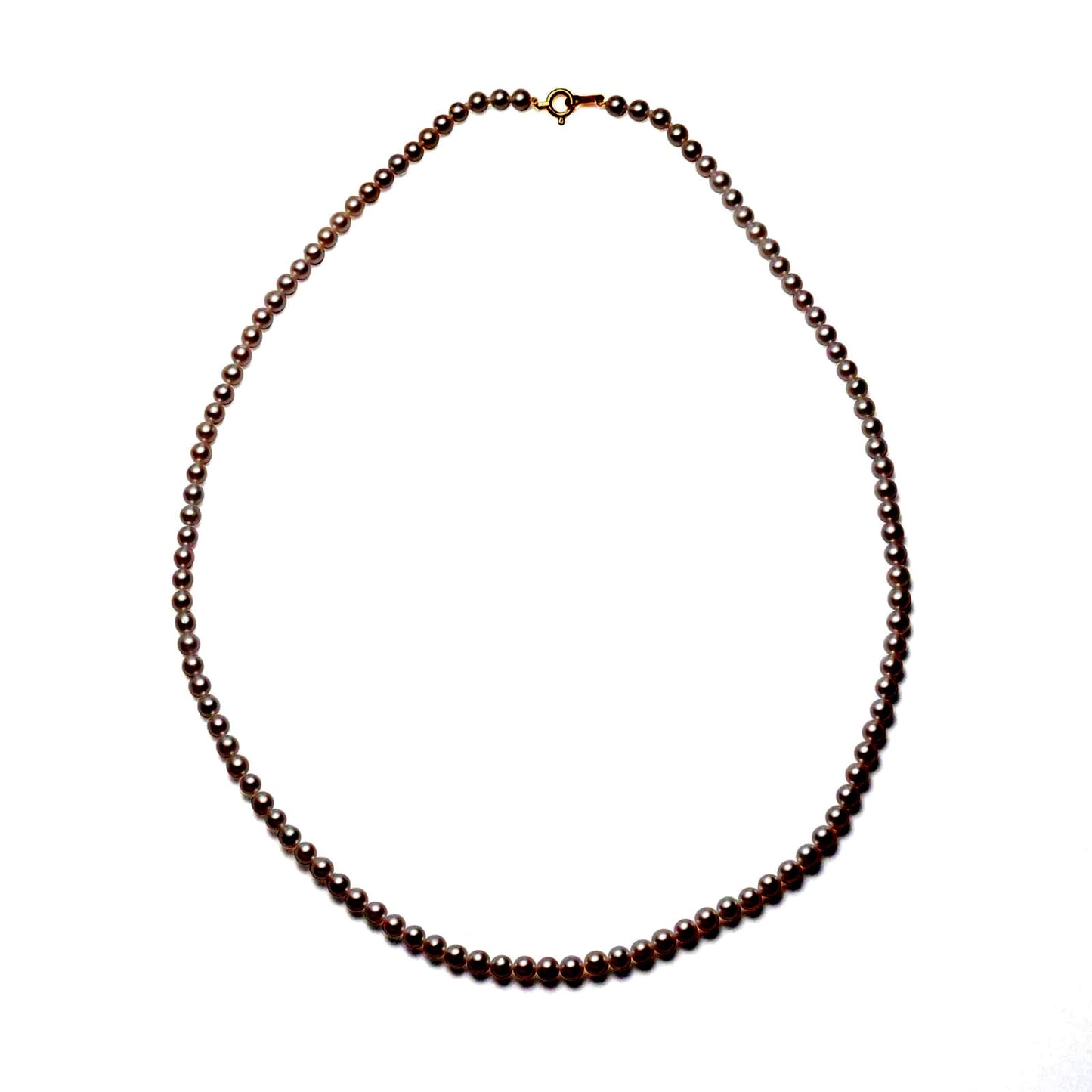 K18 yellow gold Akoya cultured pearl necklace 3.5-4mm with clasp plate on 40cm HDPE cord