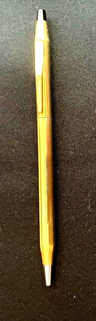 Cross Classic Century Gold 10KT fountain pen with navy double-slot leather pen case
