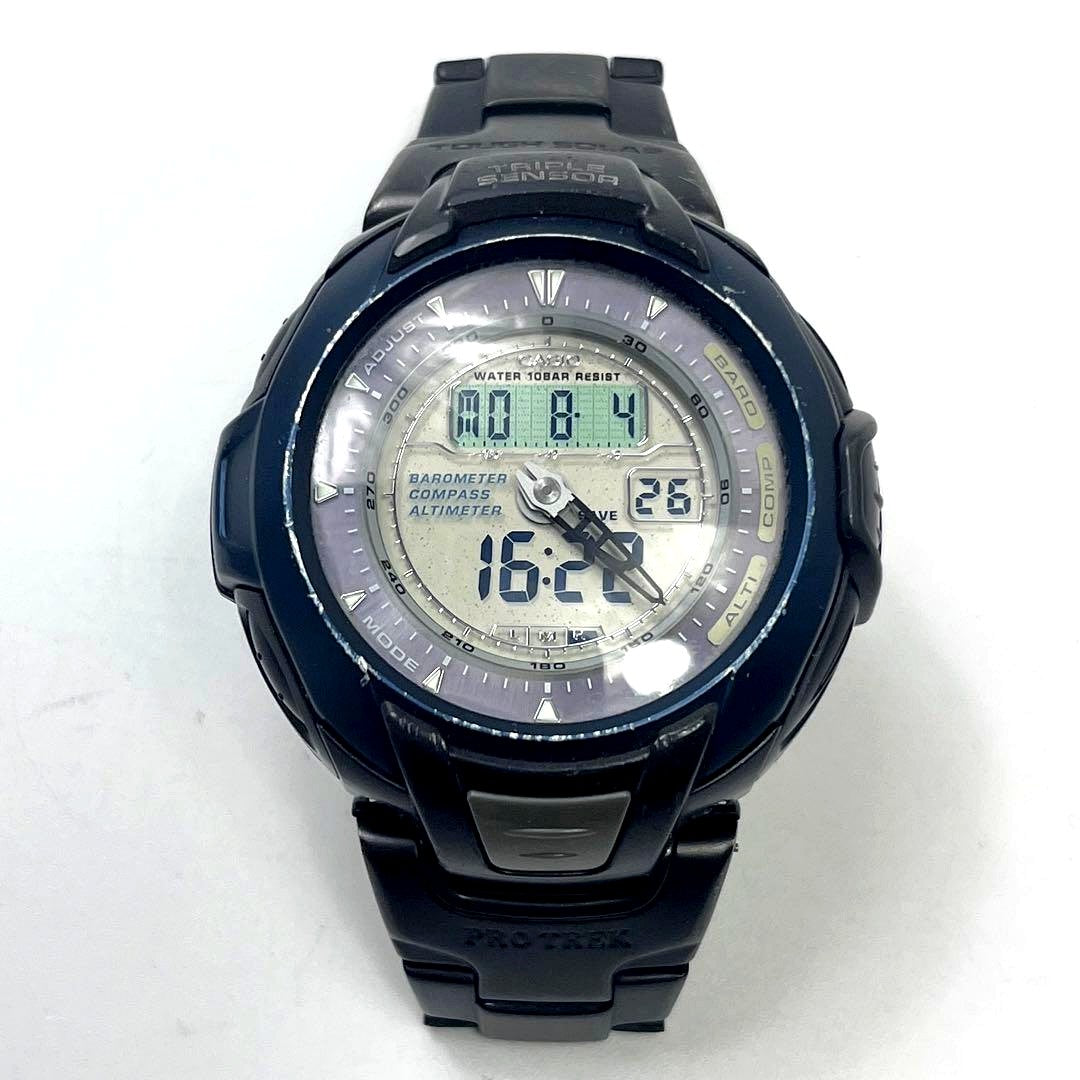 Casio Pro Trek Solar Watch black with 5cm case and black strap Japan import