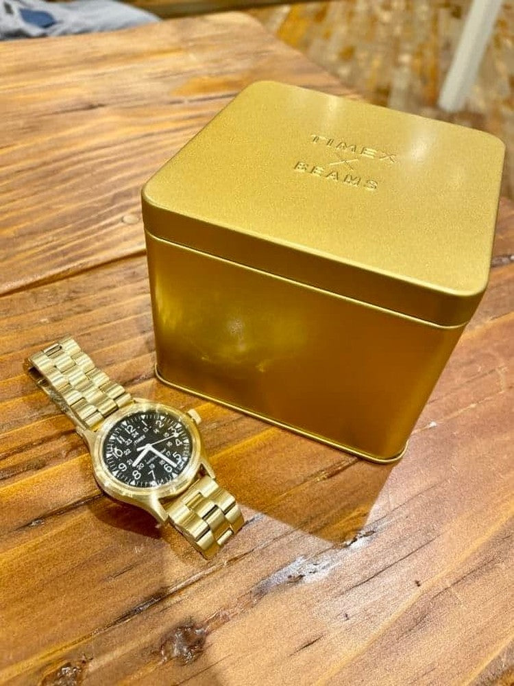 TIMEX BEAMS CAMPER Gold Quartz Men's Watch — Japanese