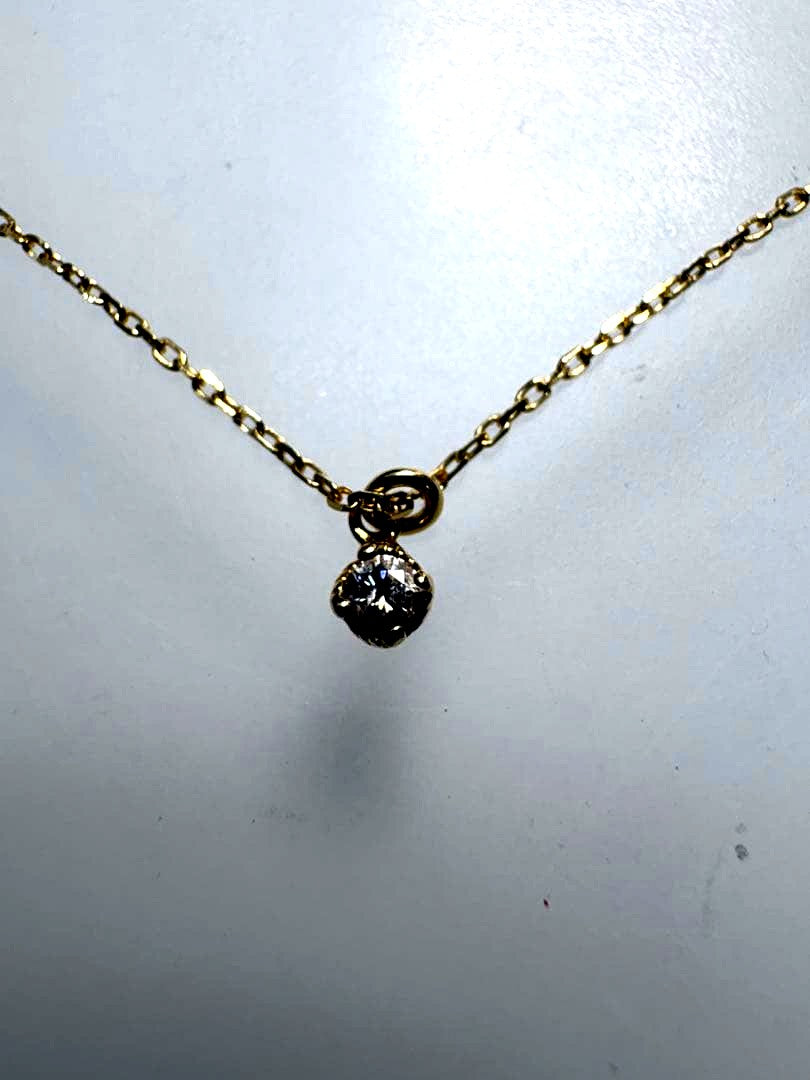 Aget K14 gold necklace with 0.05CT diamond, 40cm chain, engraved design