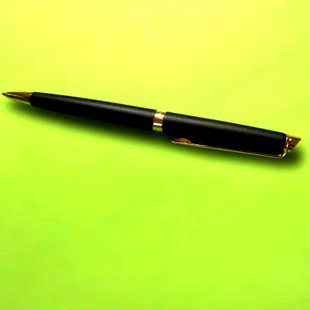 WATERMAN ballpoint pen in matte black with gold trim shown on white background