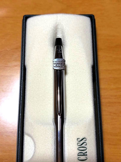 Used Cross ballpoint pen with Burger King decorative logo presented in a stylish box