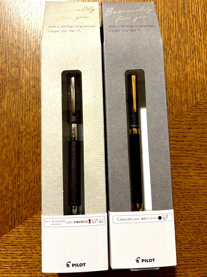 RIDGE LEATHER CAVALIER ballpoint pen set with leather case on white background