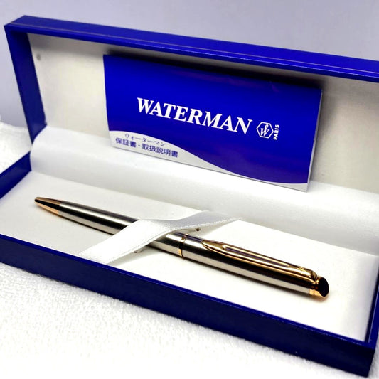 Waterman France Ballpoint Pen wb5 in silver and gold with matching case