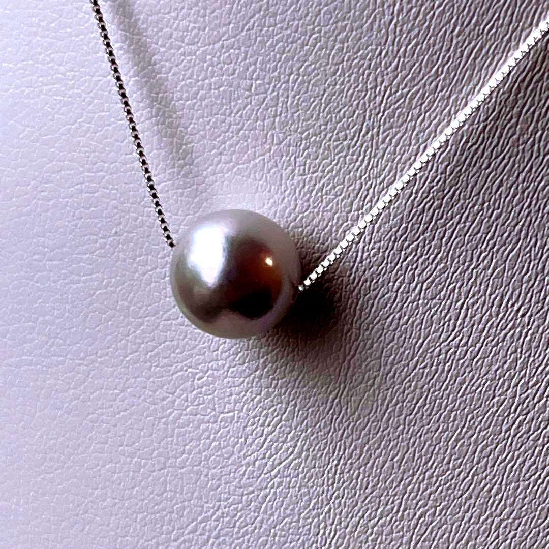 Akoya Pearl Natural single pearl necklace with S925 silver chain, 5.8-9 mm pearls, 42 cm length