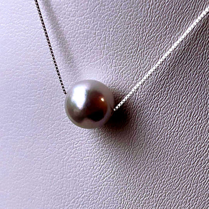 Akoya Pearl Natural single pearl necklace with S925 silver chain, 5.8-9 mm pearls, 42 cm length