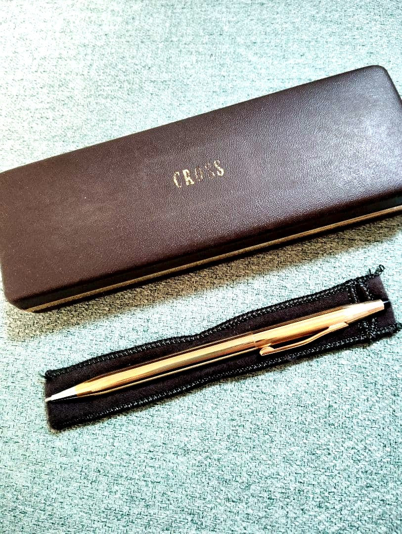 Cross 14K gold metal ballpoint pen with gold finish and included case, Japan import