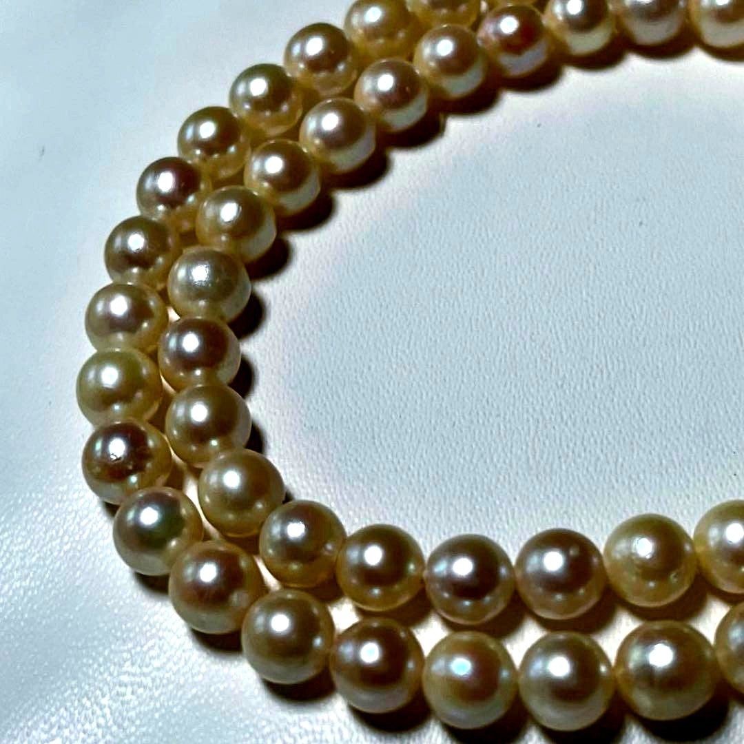 Akoya Pearl Teri Makii Necklace with 6.1 to 6.4 mm round white pearls and silver clasp