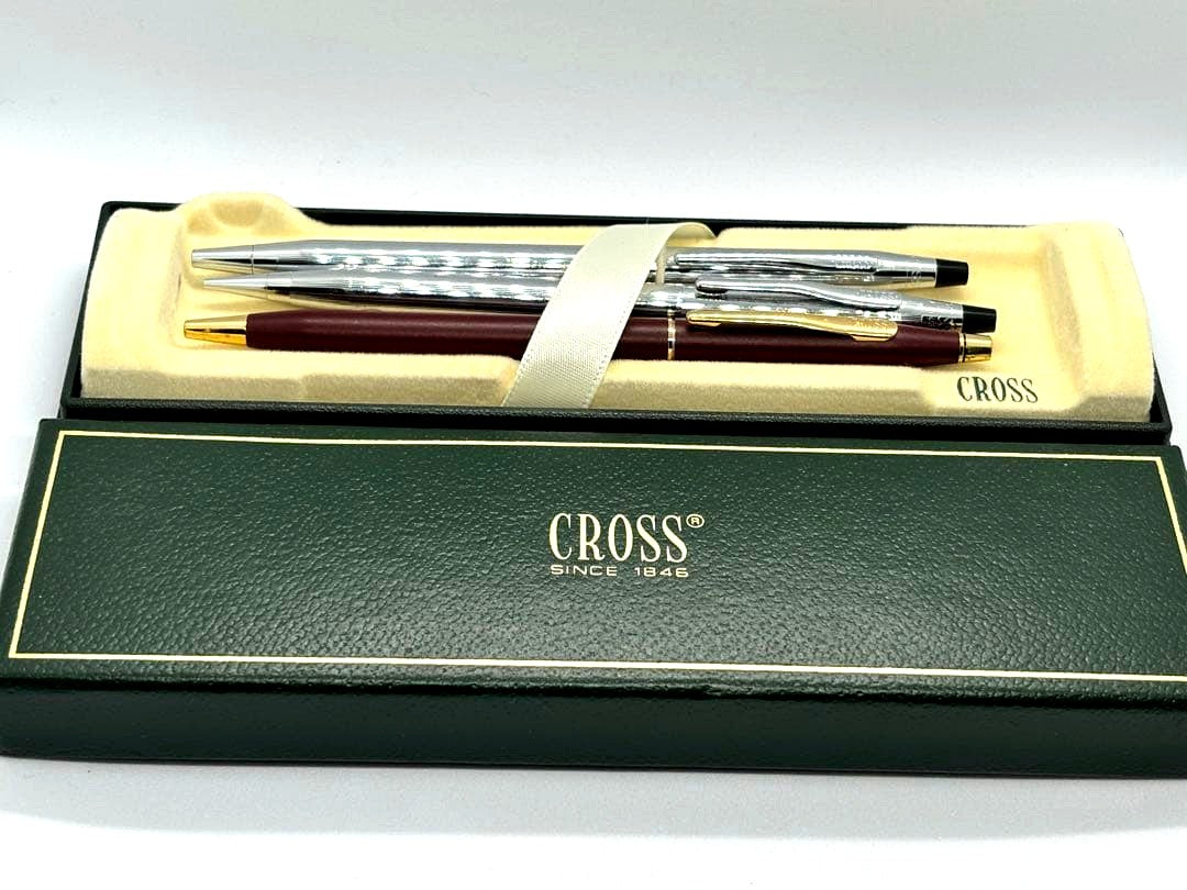 Cross Ballpoint Pen set with two ballpoint pens and one mechanical pencil in a box from Japan import