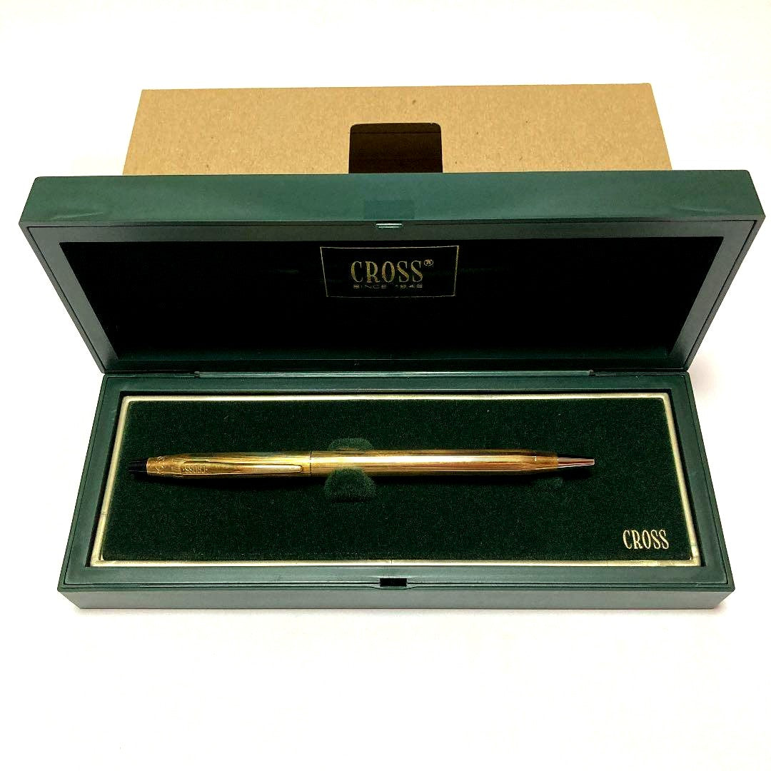 Cross Gold Ballpoint Pen old model with blue ink and dull shine from long storage, rare Japan import