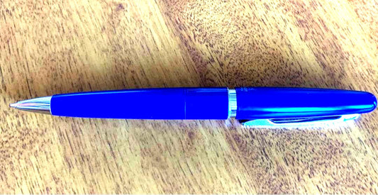 Pilot mechanical pencil in vibrant royal blue with click mechanism and minor paint chip on grip area