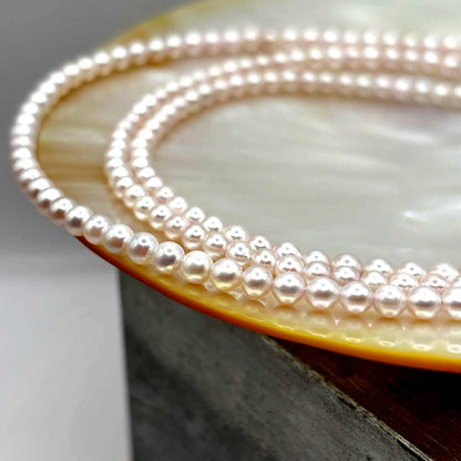 Akoya pearl pink baby pearl long necklace 83 centimeters with 3mm pearls and 925 silver clasp