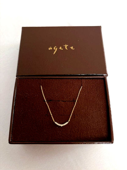 agete Diamond Necklace K18YG with 0.04ct diamond and 40cm yellow gold chain