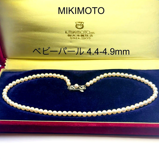Mikimoto silver necklace with baby pearls sized 4.4-4.9mm, 36 cm length