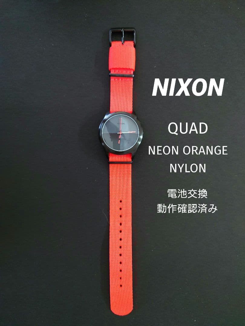 NIXON THE QUAD NEON ORANGE NYLON Quartz Men's Watch — Japanese