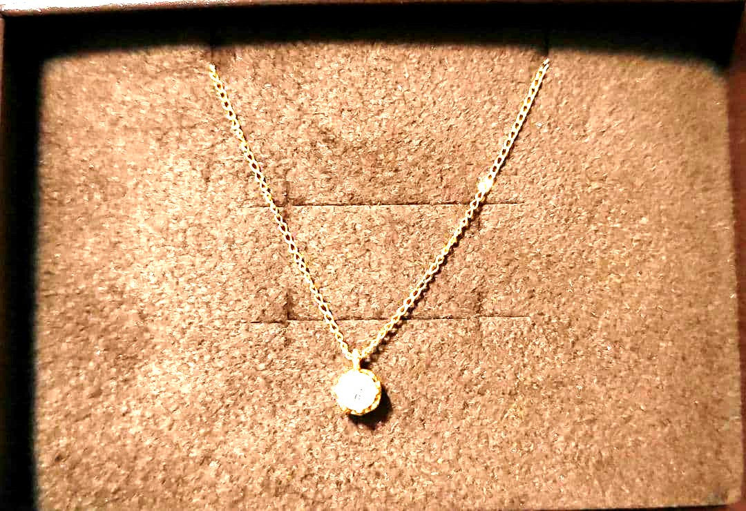agete K18 gold chain necklace with 0.2 carat diamond pendant and K18 stamp