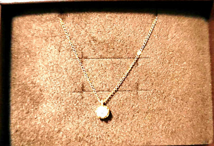 agete K18 gold chain necklace with 0.2 carat diamond pendant and K18 stamp