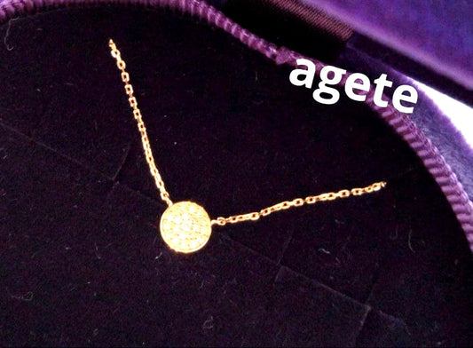 Agete K18 micro setting diamond necklace with clasp and 40cm adjustable chain