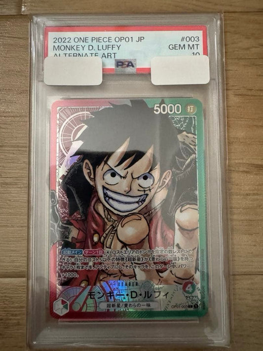 PSA 10 One Piece Monkey D. Luffy L — OP01-003 — Japanese