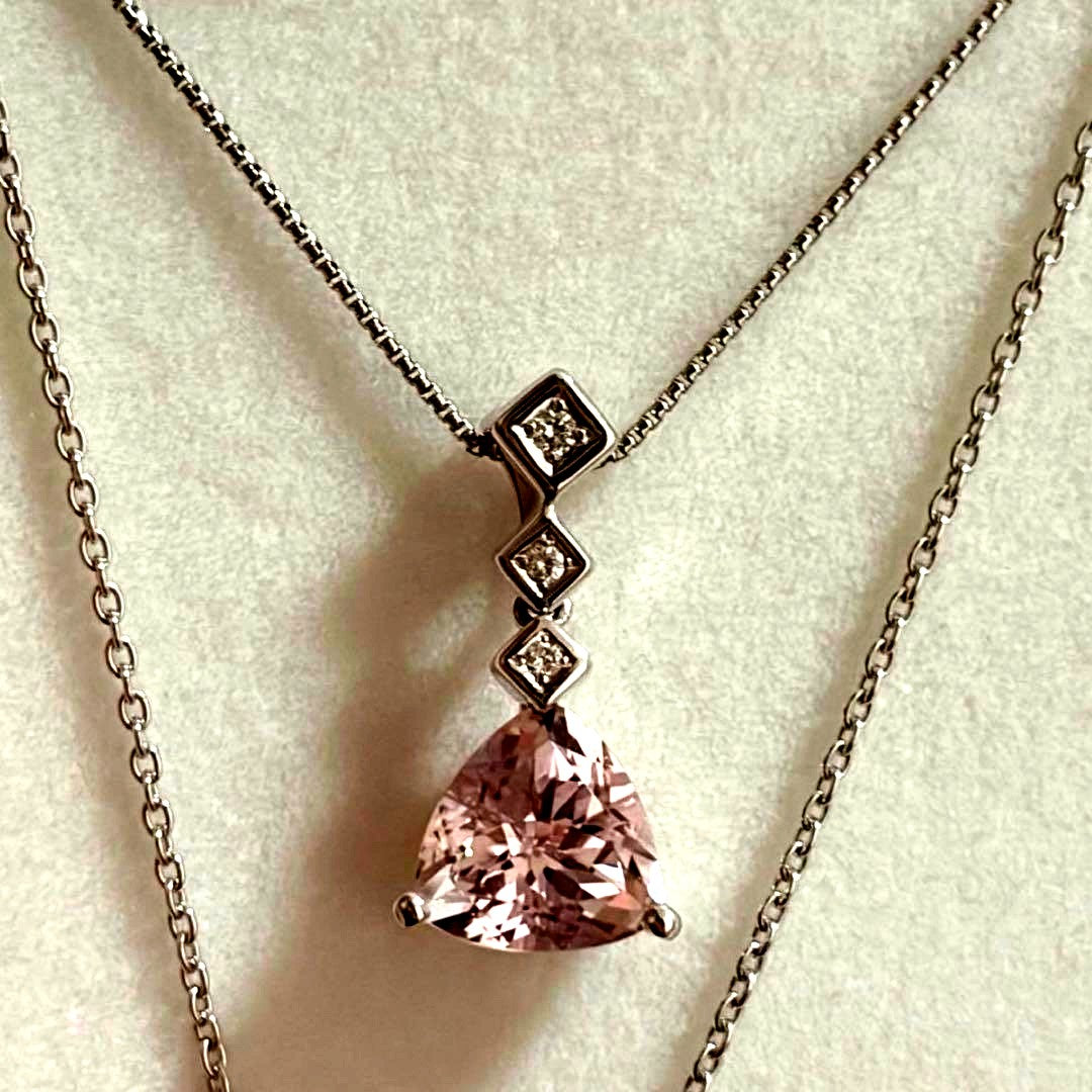 Tasaki Pearl K18WG necklace with 3.13 carats Morganite and 0.03 carat diamonds on 43cm chain